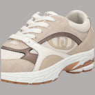 Scarpe da ginnastica Liu Jo beige con maxi monogram a lato, lacci e inserti suede