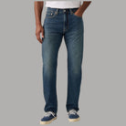 Jeans Levi's 505 regular fit in blu con effetto invecchiato e dettagli di cuciture; vista frontale