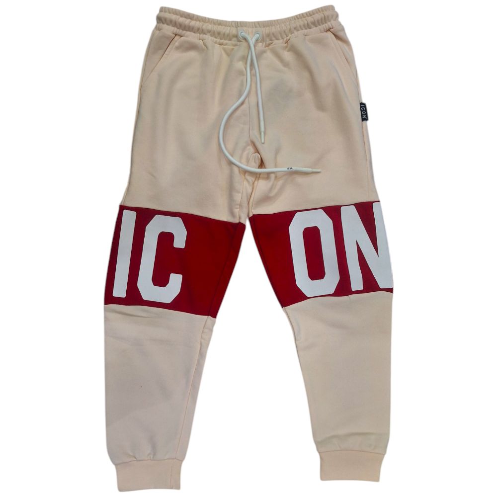 ICON pantalone tuta jogger crema con stampa IU9189P ICON