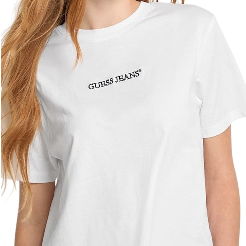 Guess Jeans t-shirt bianca boxy fit logo ricamato W5RI42 K8HM0 G011 T-shirt Guess Jeans