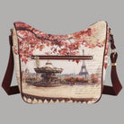 YNot shoulder bag stampa città con cerniera e dettagli marroni