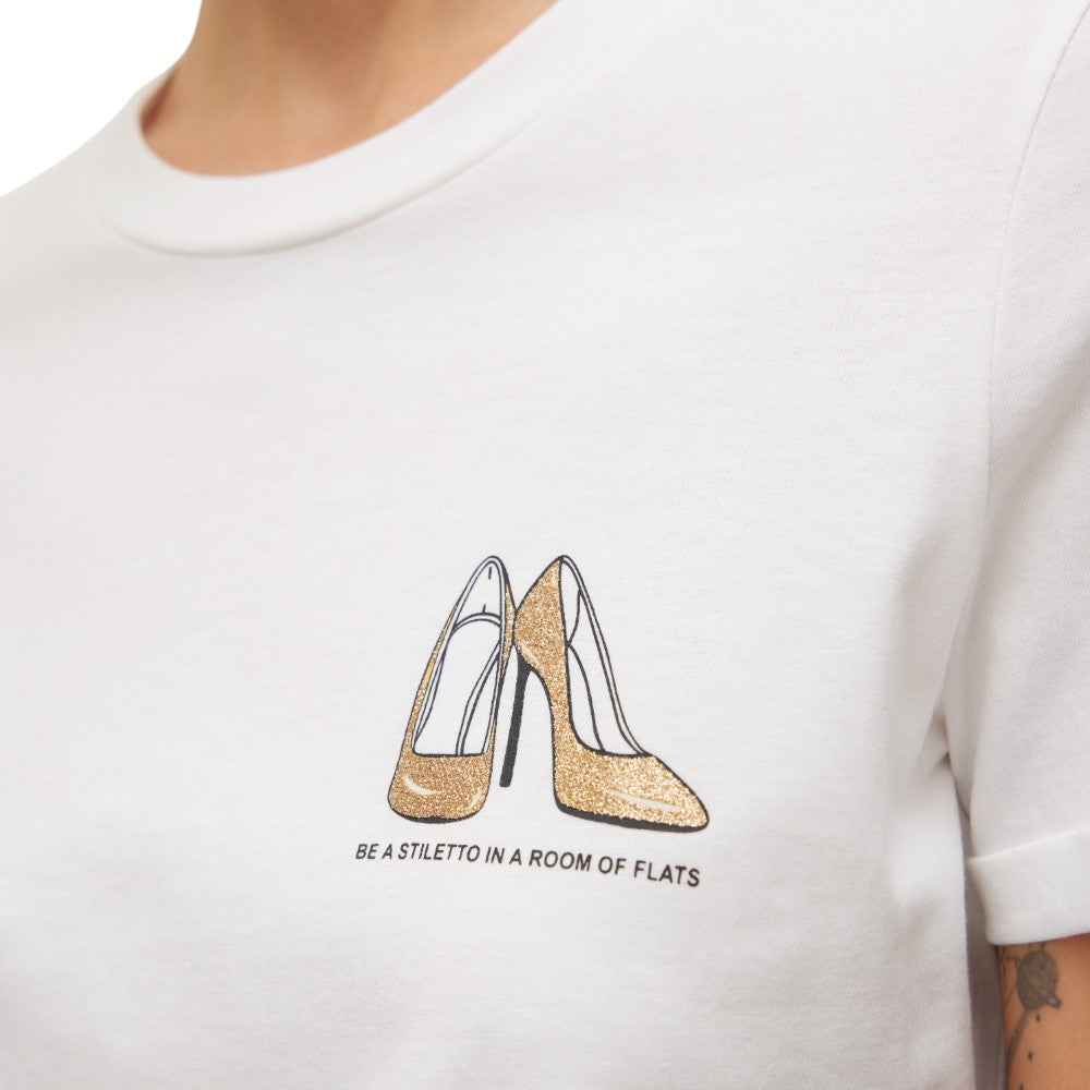 Vero Moda t-shirt bianca con stampa oro glitter art. Villa 10324551 T-shirt Vero Moda