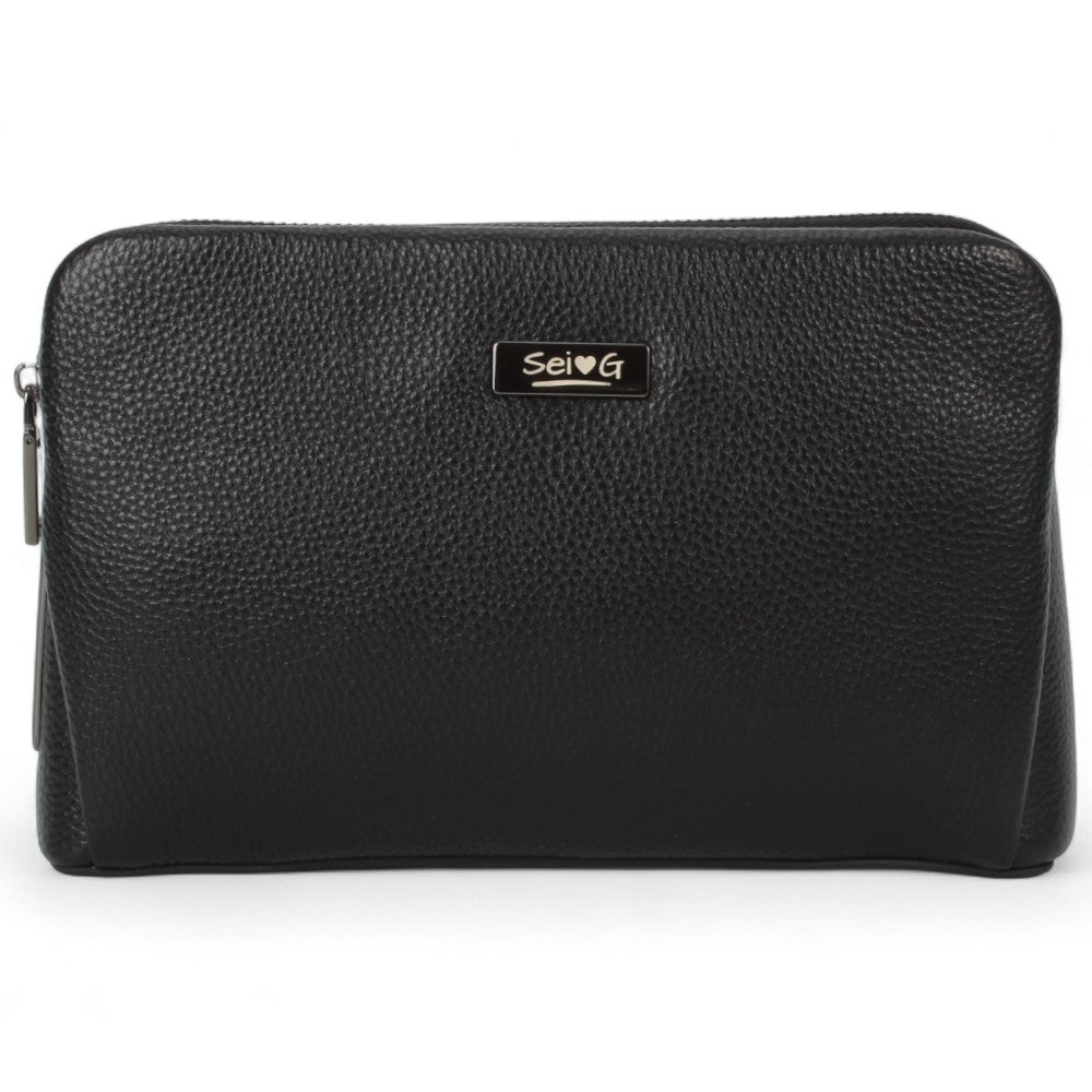 Sei G pochette nera da uomo con lucchetto ID Borselli SEI G