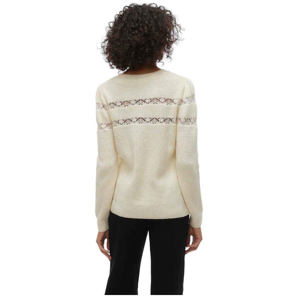 Vero Moda pullover panna con ricami Ea Lace 10310975 - Prodotti di Classe