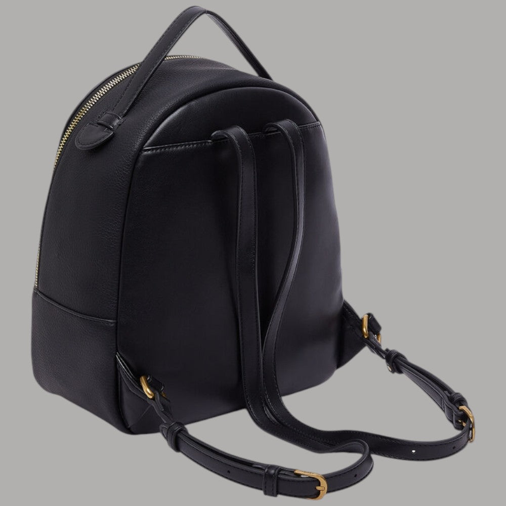 Zaino logo monogram Liu Jo Manhattan AF6209E1139 nero con zip dorata e tracolla regolabile