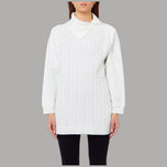 Maxi maglione bianco Liu Jo a trecce, con strass e collo a punta