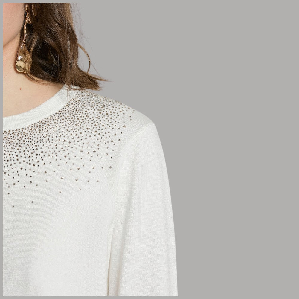 Pullover girocollo Relish con strass