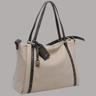 Liu Jo tote bag effetto grana beige con dettagli neri e logo dorato