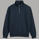 Felpa mezza zip Levi's Original Housemark blu navy, colletto alto con zip frontale, logo ricamato, tessuto felpato