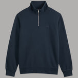 Felpa mezza zip Levi's Original Housemark blu navy, colletto alto con zip frontale, logo ricamato, tessuto felpato
