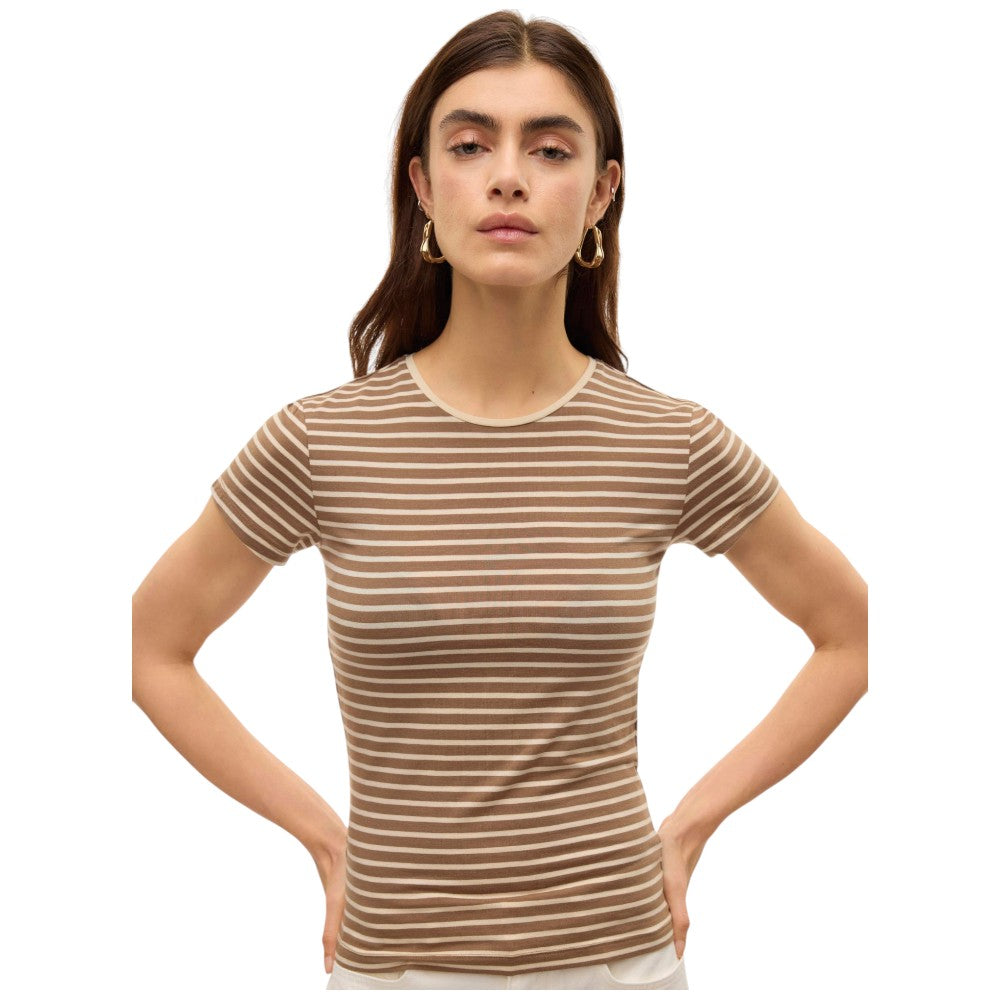 Vero Moda t-shirt a righe beige e marrone Fiona 10300882 T-shirt Vero Moda