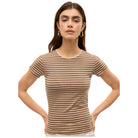 Vero Moda t-shirt a righe beige e marrone Fiona 10300882 T-shirt Vero Moda