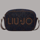 Borsa a tracolla Liu Jo in denim blu con dettagli marroni e logo