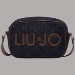 Borsa a tracolla Liu Jo in denim blu con dettagli marroni e logo
