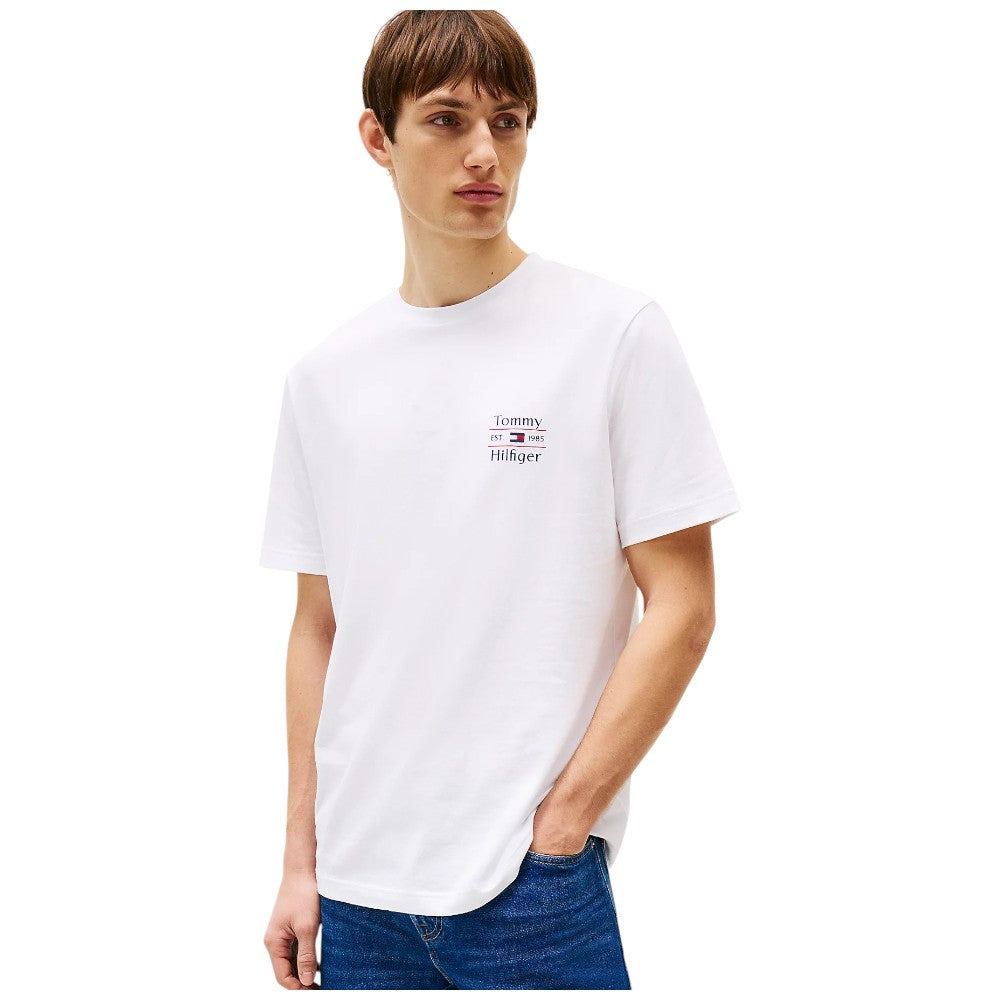 Tommy Hilfiger t-shirt bianca con stampa MW0MW38622YBR T-shirt Tommy Hilfiger