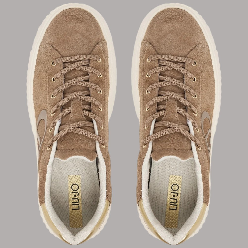 Sneakers Liu Jo Elodie 01 in pelle scamosciata albicocca con suola platform