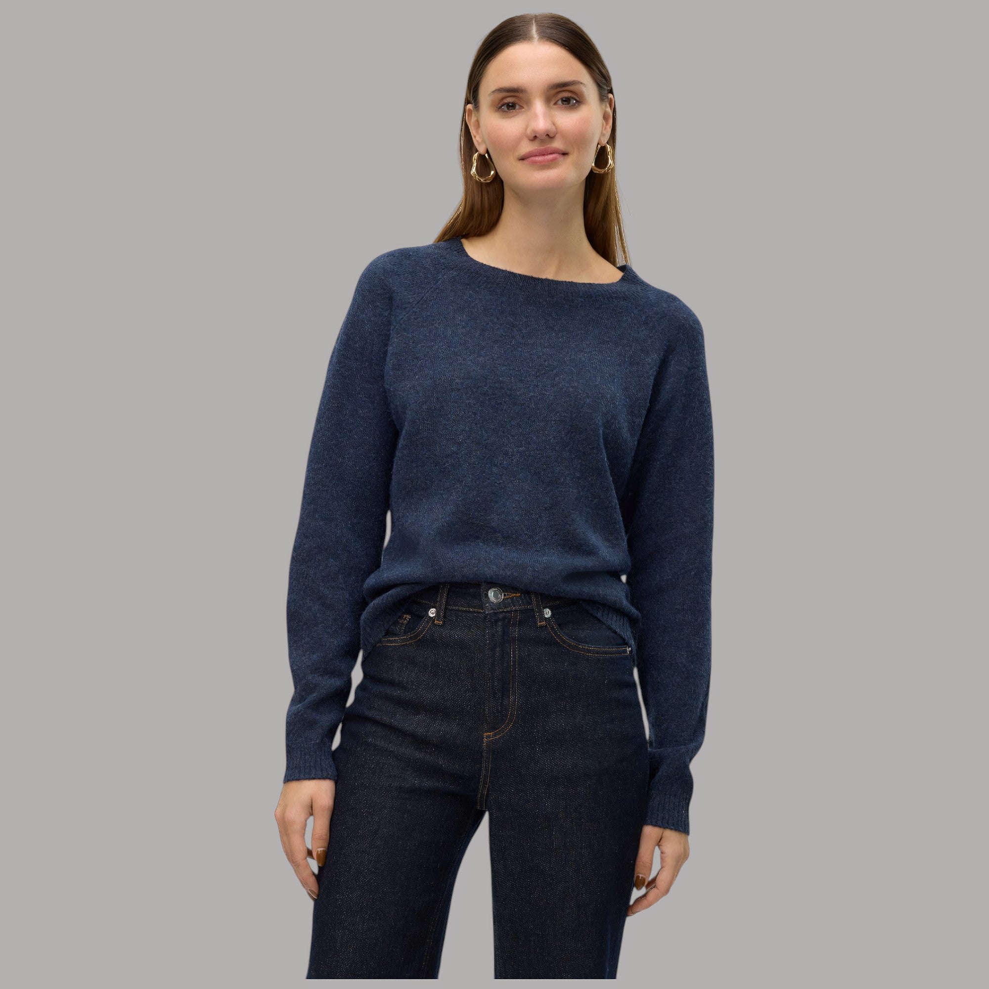 Pullover paricollo donna Vero Moda Doffy DOFFY 10201022 in tessuto blu scuro con texture a maglia fine