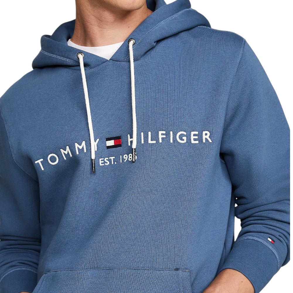 Tommy Hilfiger felpa cappuccio blu avion logo ricamato MW0MW11599 - Prodotti di Classe