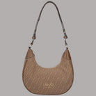 Borsa a tracolla Liu Jo Small naturale in jacquard monogramma, tracolla con catene