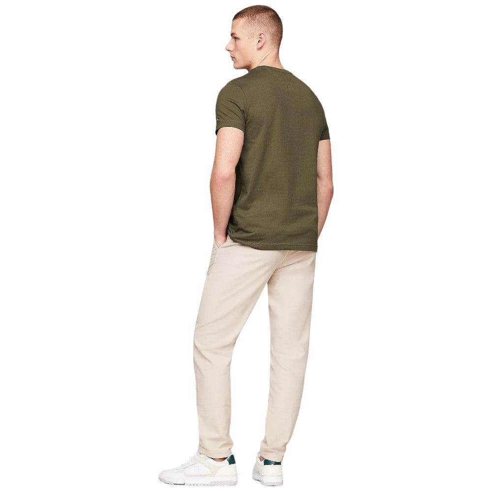 Tommy Hilfiger t-shirt verde militare logo ricamato MW0MW11797 T-shirt Tommy Hilfiger