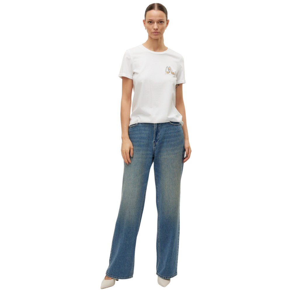 Vero Moda t-shirt bianca con stampa oro glitter art. Villa 10324551 T-shirt Vero Moda