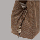 Borsa Liu Jo satchel in tessuto jacquard faiza colore marrone con dettagli metallici