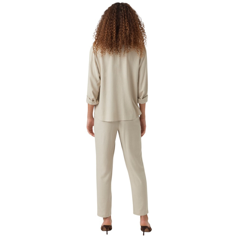 Vero Moda pantaloni in lino beige chiaro Jesmilo 10279691 Pantaloni Vero Moda