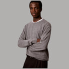 Calvin Klein maglione a trama a griglia in lana merino grigio con logo sul petto
