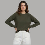 Pullover paricollo donna Vero Moda Doffy verde con texture a punto biscotto