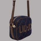 Borsa Liu Jo a tracolla piccola in denim con dettagli in pelle marrone e logo in rilievo