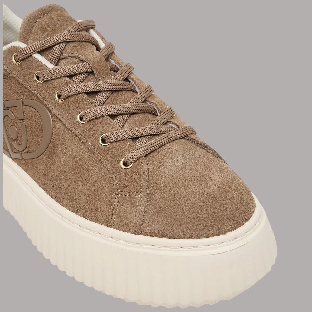 Sneakers Liu Jo Elodie in pelle scamosciata color taupe con suola piatta