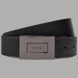 Calvin Klein cinturina uomo vera pelle nera reversibile con logo e texture lucida