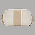 Liu Jo borsa a tracolla piccola AA6100T388A bianca con texture in tessuto e dettagli in pelle beige