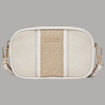 Liu Jo borsa a tracolla piccola AA6100T388A bianca con texture in tessuto e dettagli in pelle beige