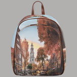 Zaino YNot Yes Bag con stampa di un canale cittadino e chiusura a zip