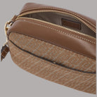 Borsa a tracolla Liu Jo Faiza in tessuto jacquard con dettagli in pelle marrone e zip dorata