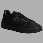 Sneakers uomo Blauer nere in pelle con logo patch laterale e suola nera in gomma