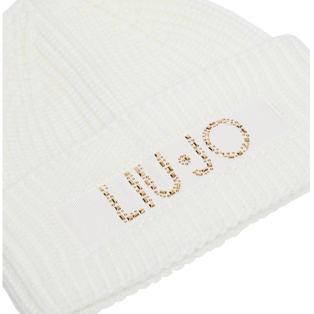 Liu Jo cappello beanie bianco con logo art. 2F4110M0300 Cappelli Liu Jo