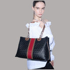 Liu Jo borsa tote media nera con dettagli in marrone e rosso logo embossato