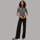 Vero Moda straight pant Texas nero con pieghe e cuciture visibili