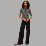 Vero Moda straight pant Texas nero con pieghe e cuciture visibili