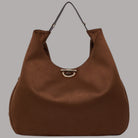 Liu Jo borsa grande hobo con borchie in marrone ecopelle e dettaglio metallico frontale