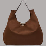 Liu Jo borsa grande hobo con borchie in marrone ecopelle e dettaglio metallico frontale