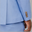 Giacca blazer da uomo celeste Jack & Jones Solaris dettaglio bottoni dorati sui polsini