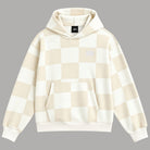 Felpa con cappuccio beige a scacchi Vans, tasca marsupio, cappuccio con fodera