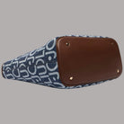 Borsa a spalla Liu Jo shopping bag blu denim con dettagli in pelle marrone e logo
