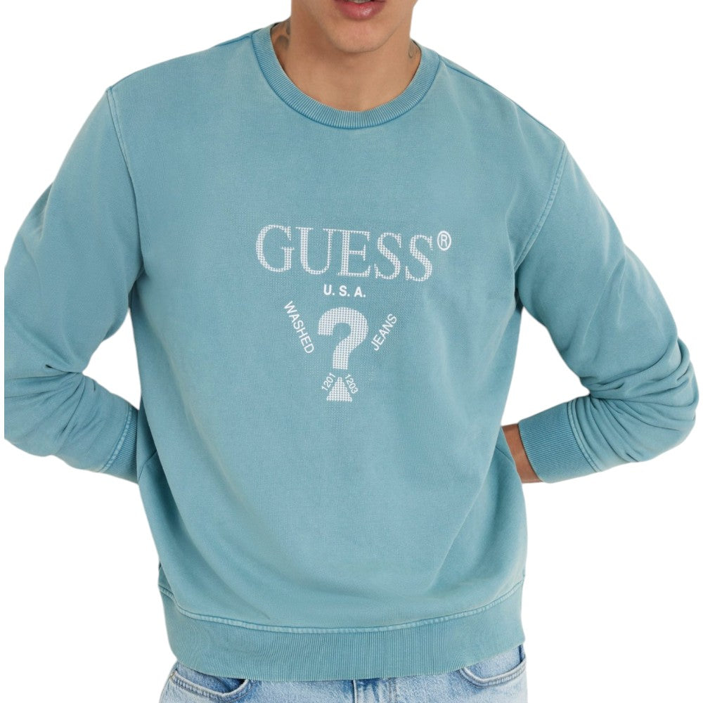 Guess felpa azzurra TREATED TRIANGLE M4YQ07 KBY51 Felpe Guess