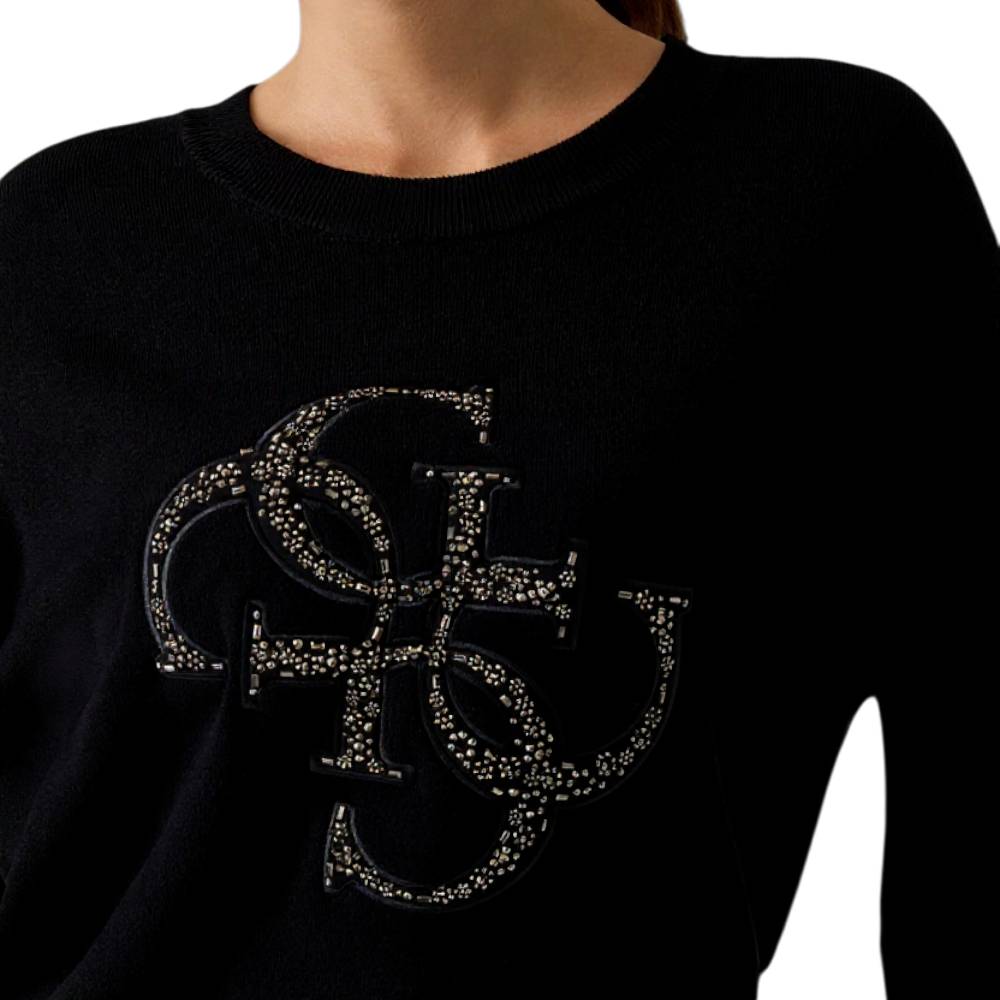Guess maglione nero con logo borchie SYLVIE W5BR42Z26I2JBLK Guess