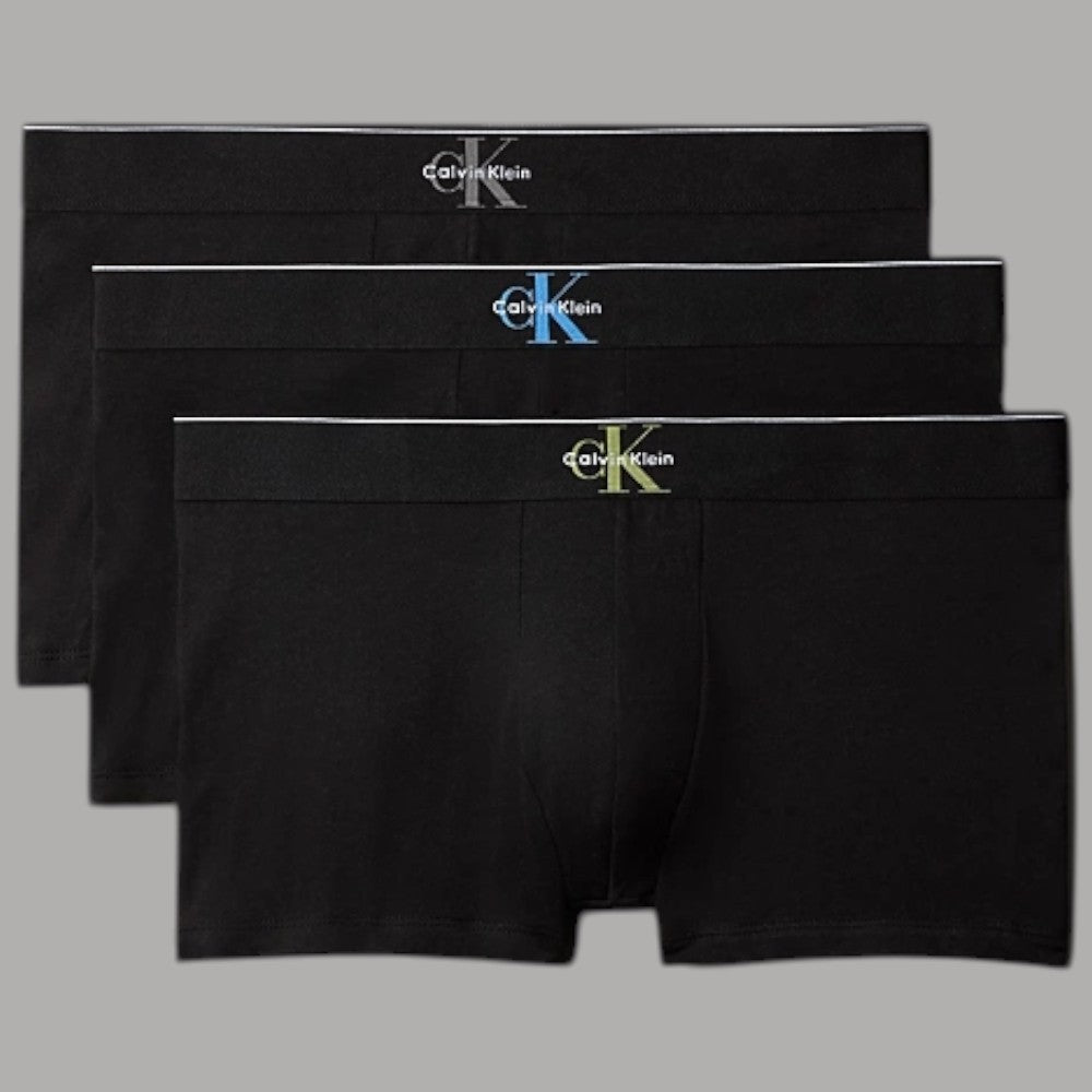 Calvin Klein boxer con logo monogramma grafico nero confezione 3 pezzi con dettagli logo sulla vita