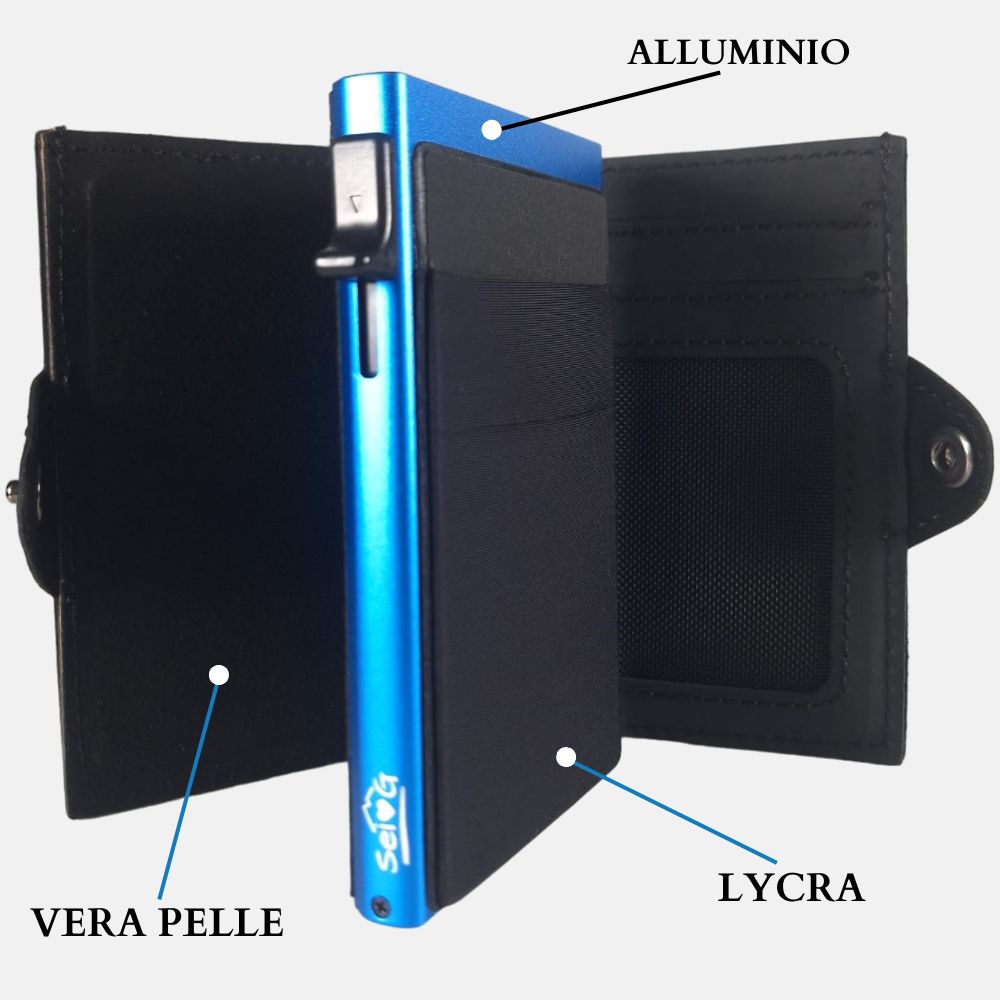 Sei G portacarte safe magnetic royal con custodia in pelle nera Portafogli SEI G